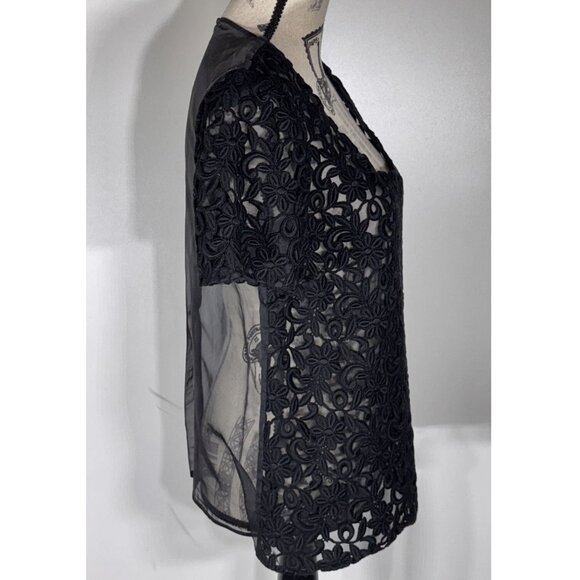 Burberry London Black Sheet Floral Top, Womens Size 8 NWD (Missing Camisole) - Picture 6 of 7